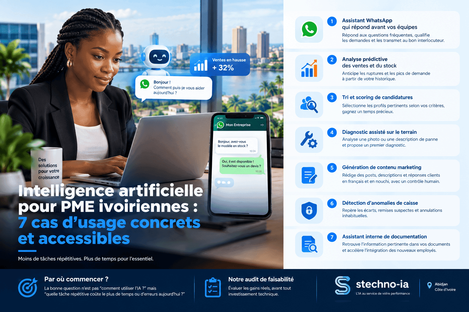 Intelligence artificielle pour PME ivoiriennes : 7 cas d'usage concrets et accessibles